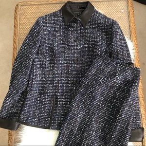Lafayette 148 Leather Trimmed tweed suit skirt bought never worn great nice!